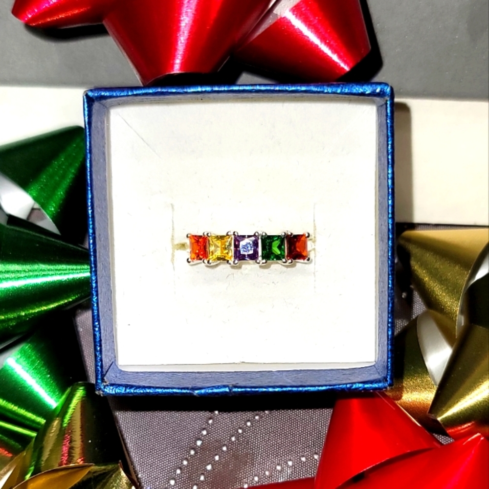 5 Stone Multi Colored  Ring